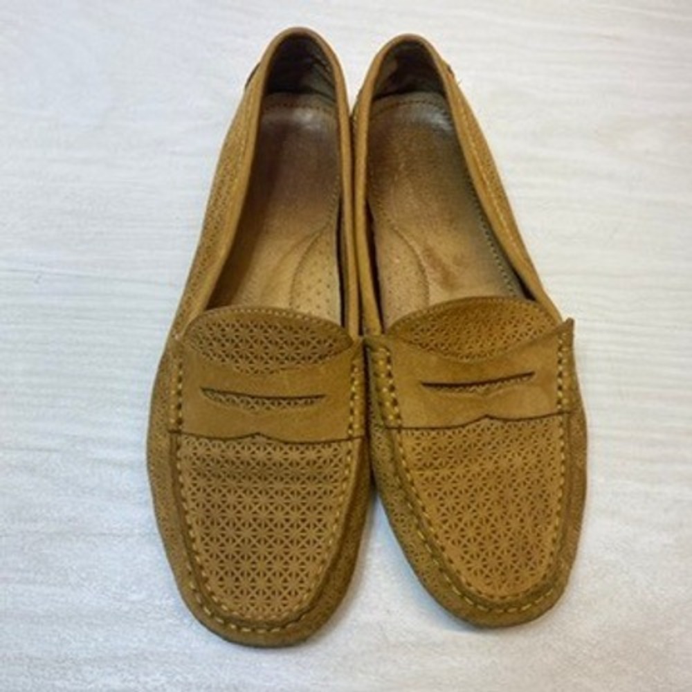 Lauren Ralph Lauren Womens 7.5B Camila Penny Loafers Perforated Tan Suede Mocs - Picture 6 of 9